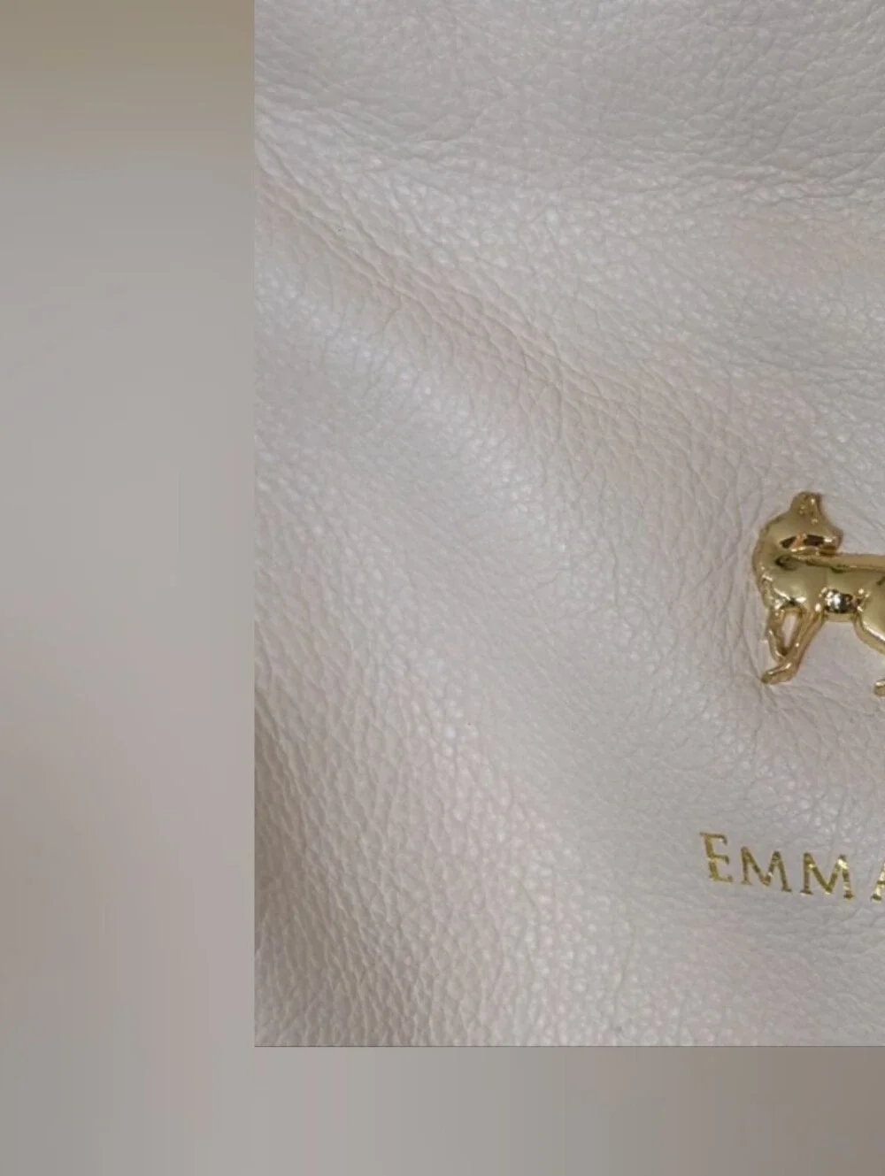 Emma Fox Ivory Pebbled Leather Kiss-Lock Shoulder Bag
